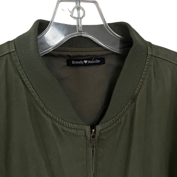 Brandy Melville Jacket Medium Full Zip Army Green - Picture 5 of 6